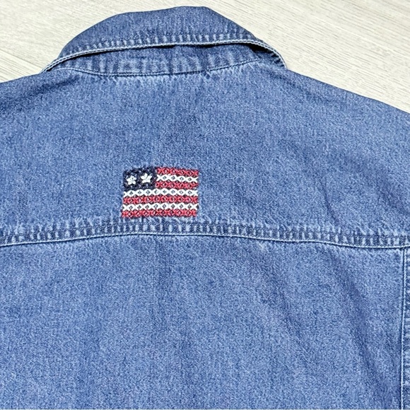 American Flag Denim & Co Jean Jacket - Picture 8 of 10